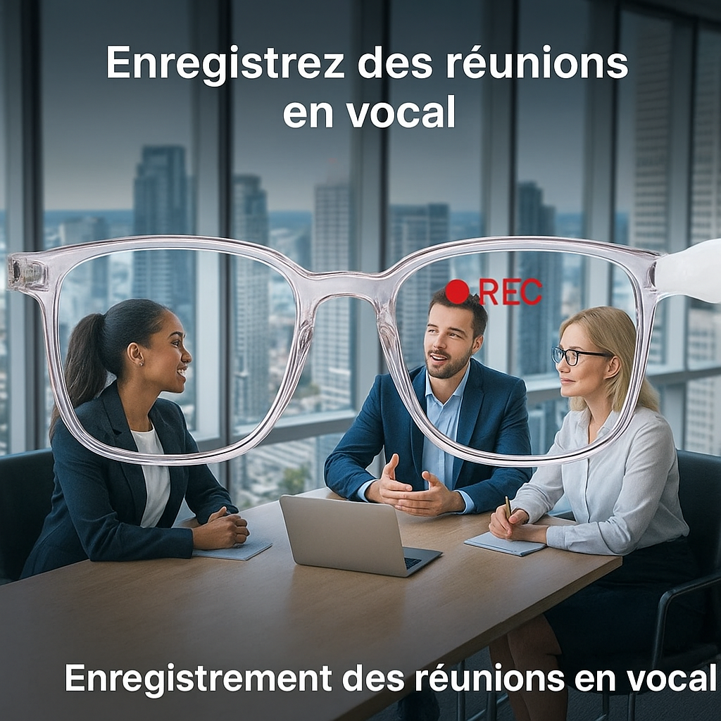 Lunettes connectées IA Blanche – Traduction & Audio Smart Pro