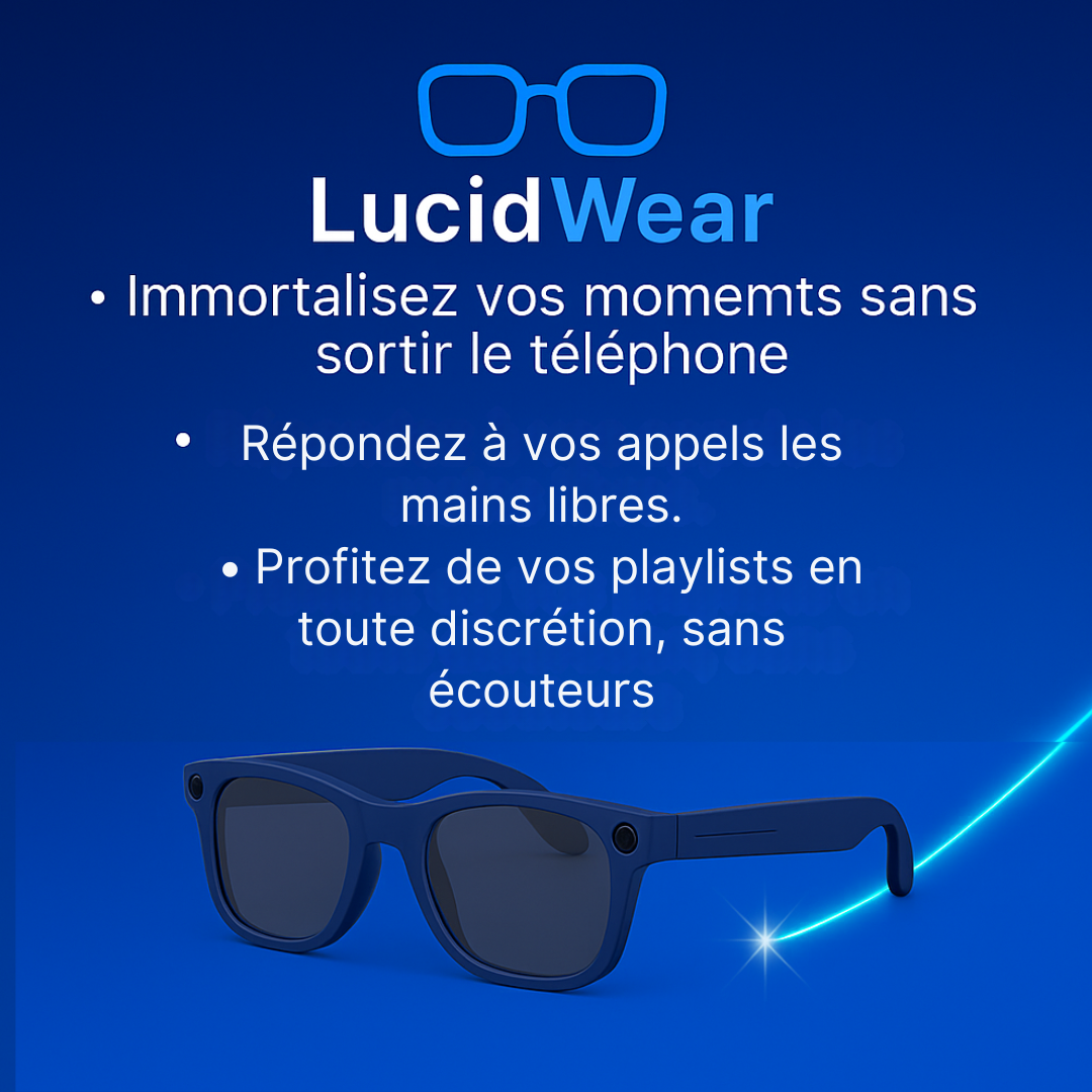 Lunettes Caméra IA Bleu – DualLens HD