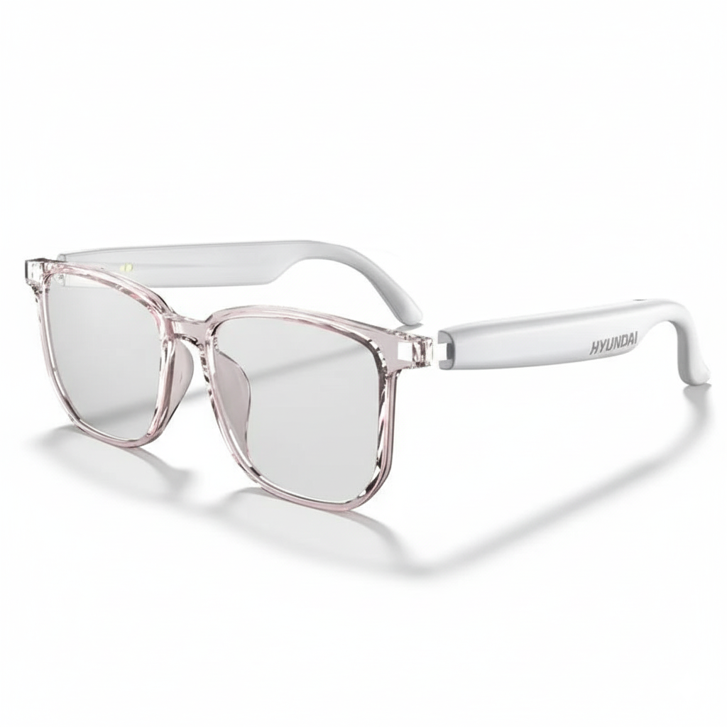 Lunettes connectées IA Blanche – Traduction & Audio Smart Pro