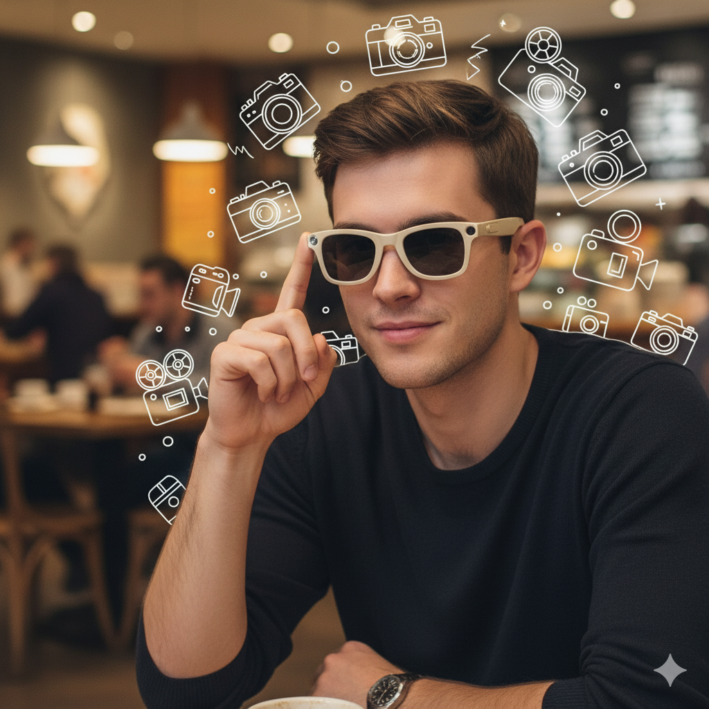 Lunettes Caméra IA Beige – DualLens HD