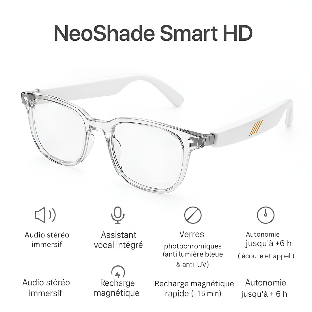Lunettes connectées Audio Photochromiques – NeoShade Smart HD