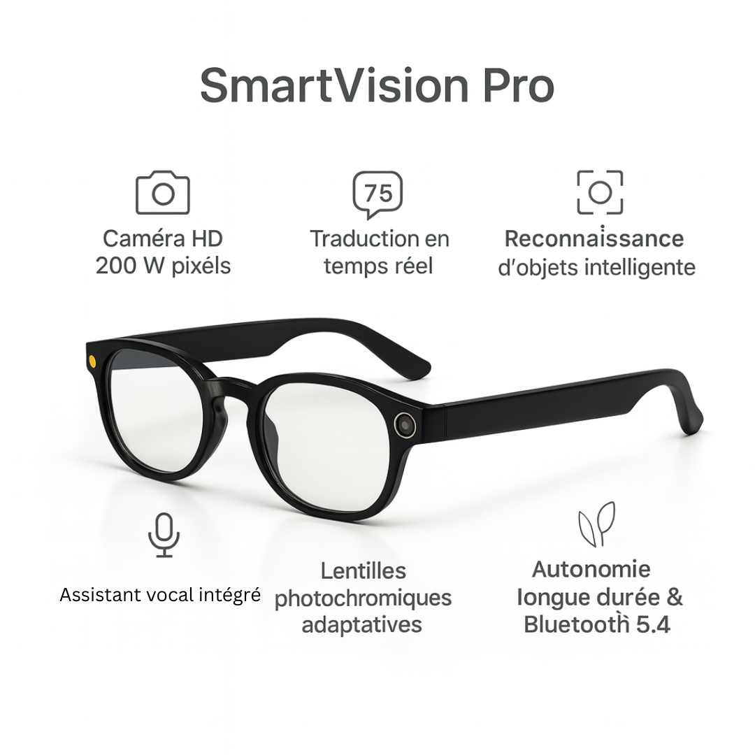 Lunettes Caméra IA – SmartVision Pro HD