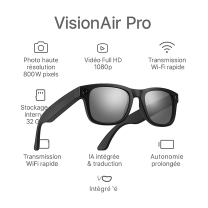 Lunettes de soleil  Caméra IA – VisionAir Pro HD