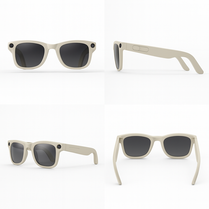 Lunettes Caméra IA Beige – DualLens HD