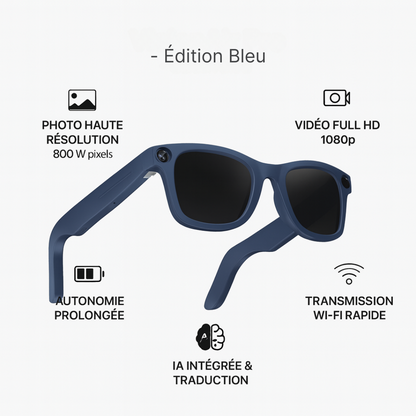 Lunettes Caméra IA Bleu – DualLens HD