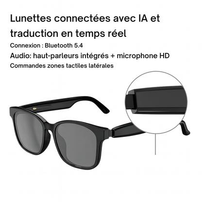 Lunettes connectées IA – Traduction & Audio Smart Pro